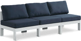 Nizuc - Outdoor Patio 3 Seat Armless Modular Sofa With White Frame