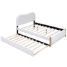 Upholstered Platform Bed With Wood Supporting Feet And Trundle