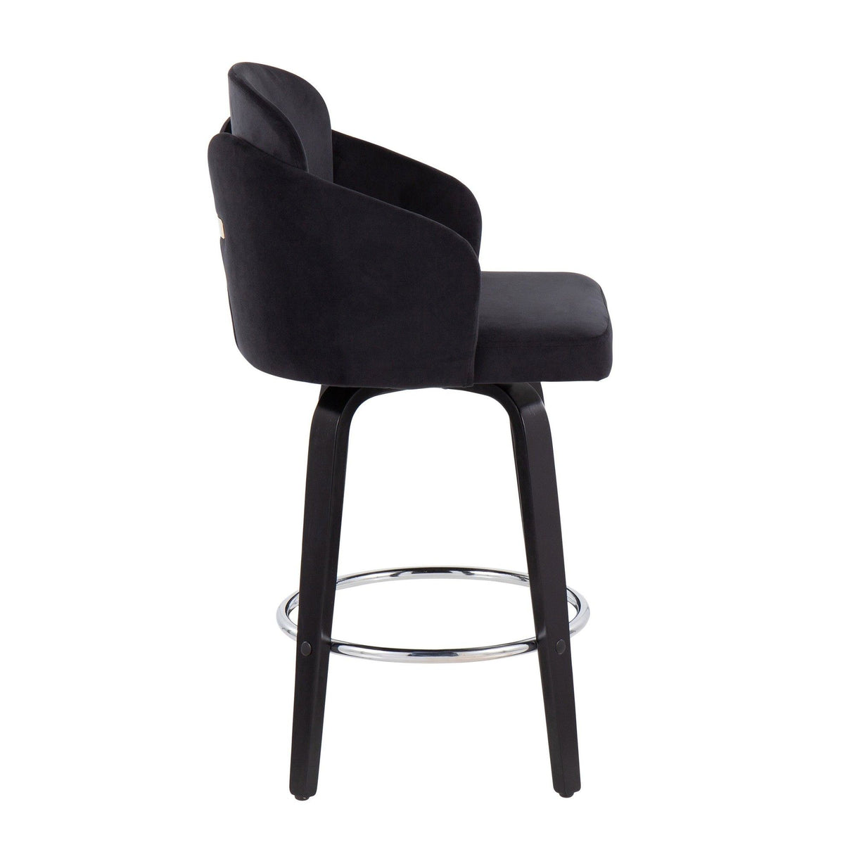 Dahlia - Contemporary Counter Stool With Velvet Seat (Set of 2) - Black Wood