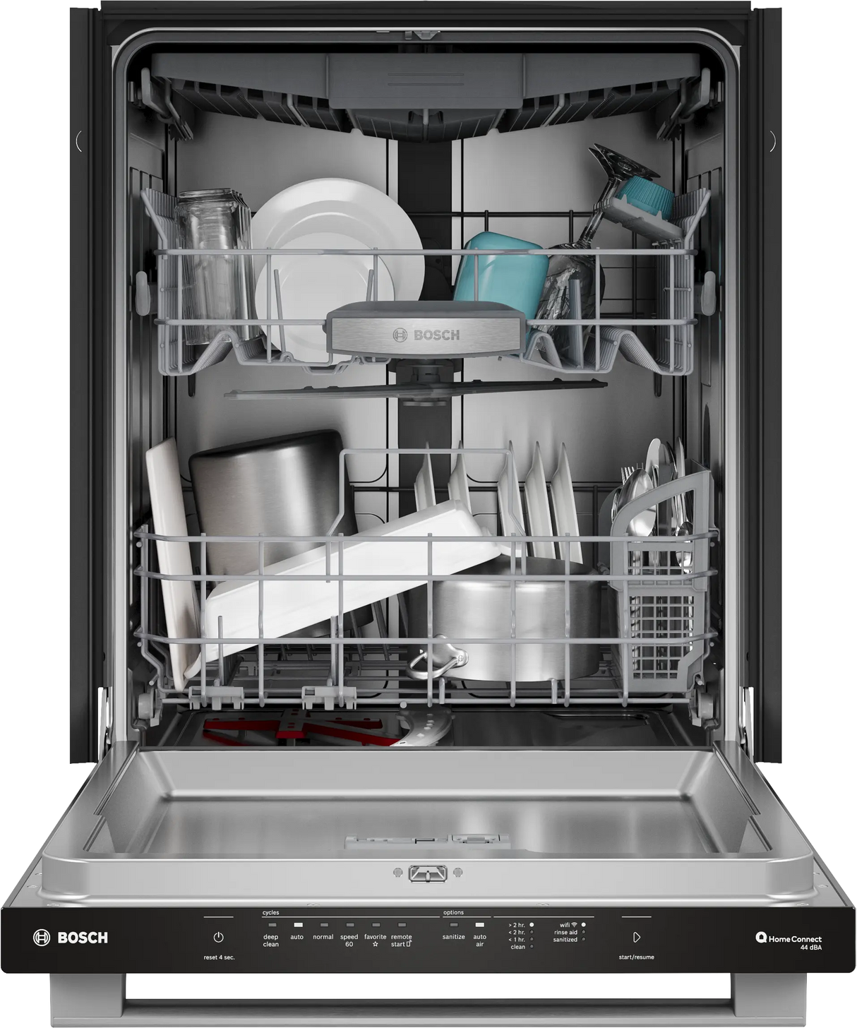 Bosch SHX65DM5N door open with racks and styling