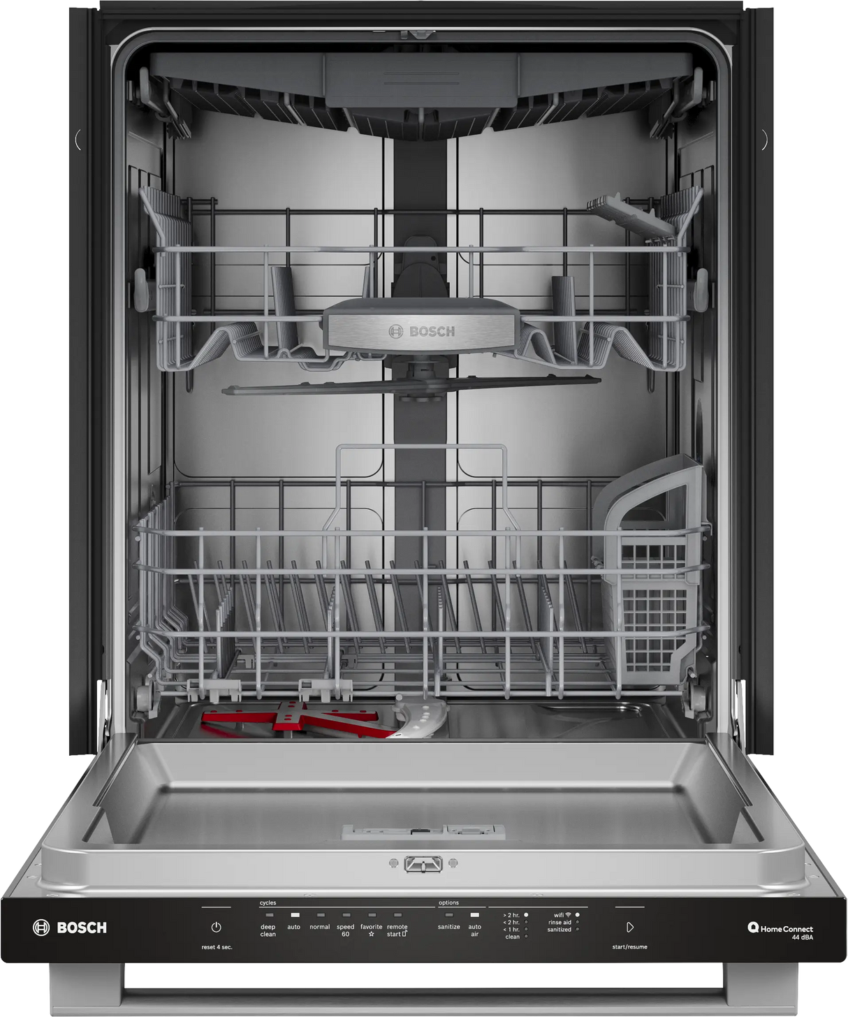 Bosch SHX65DM5N door open with racks pushed in