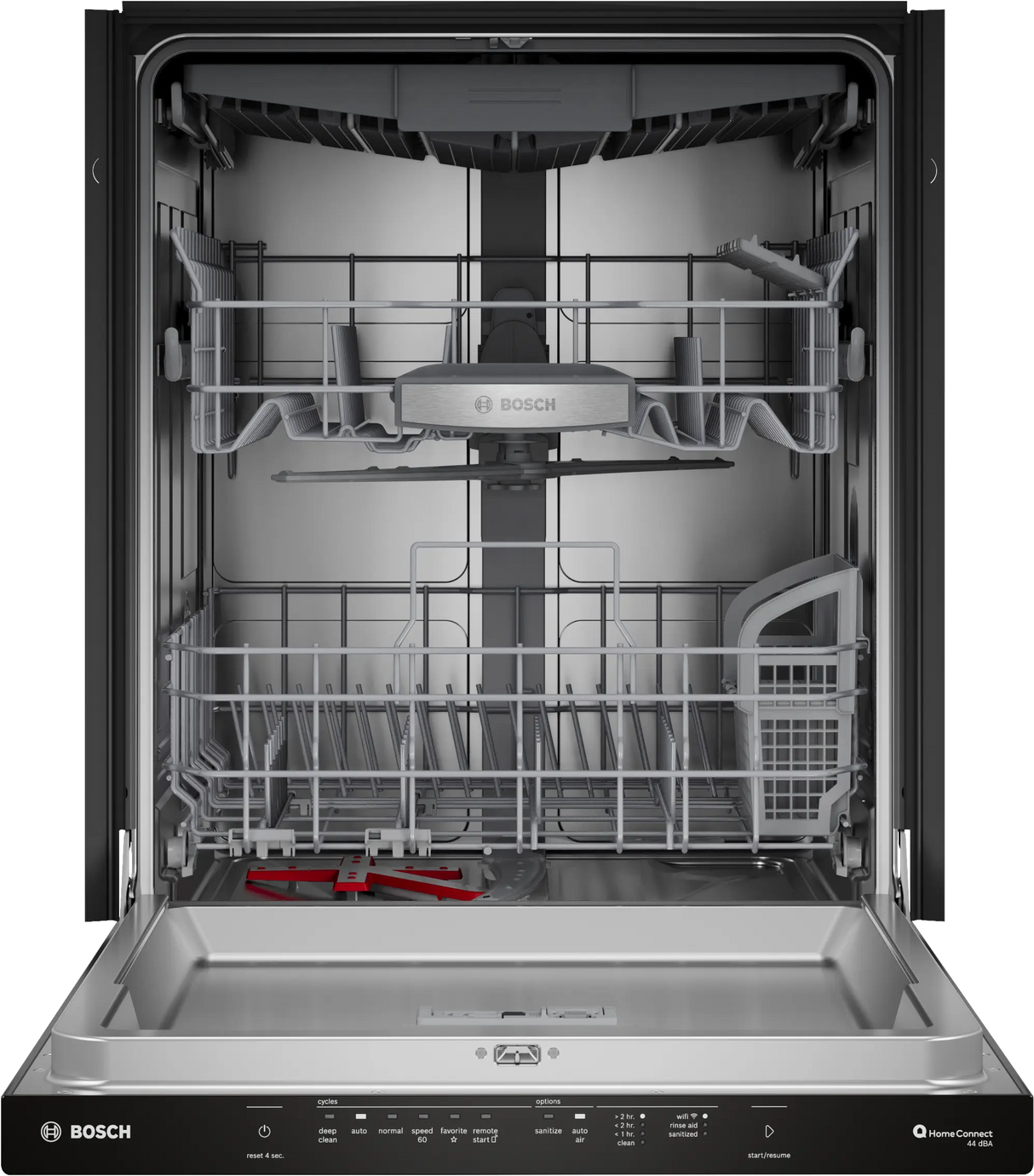 Bosch SHP65DM6N door open racks pushed in black