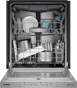 Bosch SHP78DM5N door open with racks and styling