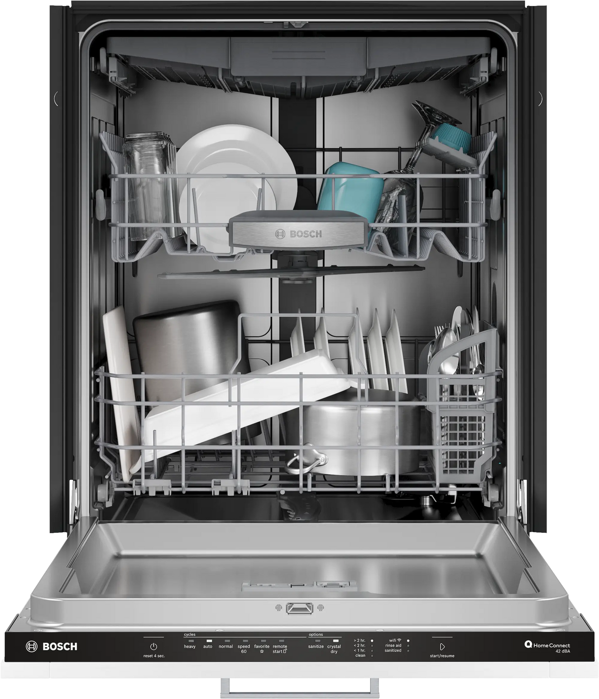 Bosch SHV78DM3N door open with racks and styling