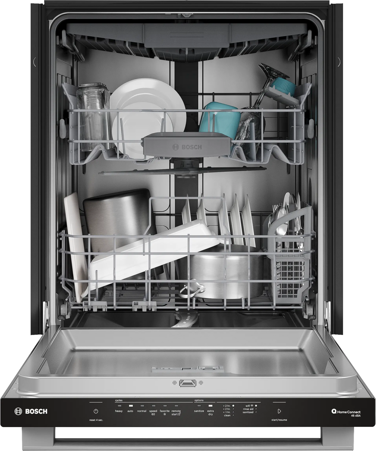 Bosch SHX53DM5N door open with racks and styling