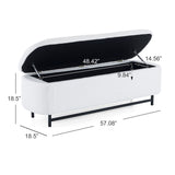 Modern Elegant Ottoman With Spacious Storage Function With Metal Feet - White / Black