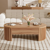 Lift Top Coffee Table With Hidden Compartment, Modern Oval Lift Tabletop For Home Living Room
