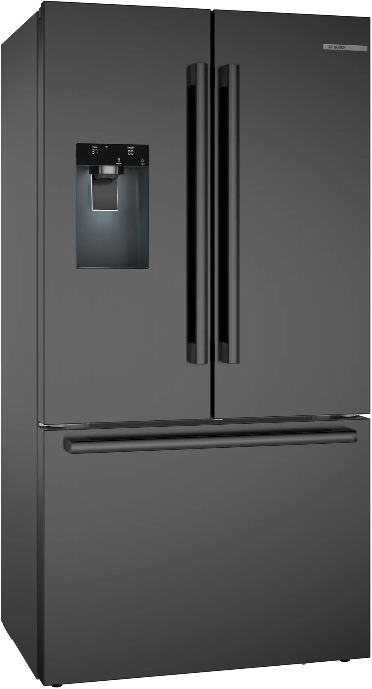 Bosch B36CD52SNB Black Stainless Steel French door refrigerator front view
