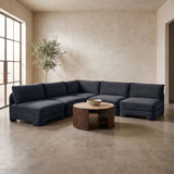 Hammond - Velvet Performance Fabric Upholstered 5 Piece Armless Sectional