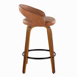 Grotto - 32.5" Upholstered Fixed-Height Counter Stool (Set of 2) - Walnut Wood Base