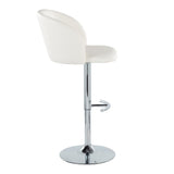 Fran - Adjustable Barstool (Set of 2) - Chrome Metal, White Faux Leather