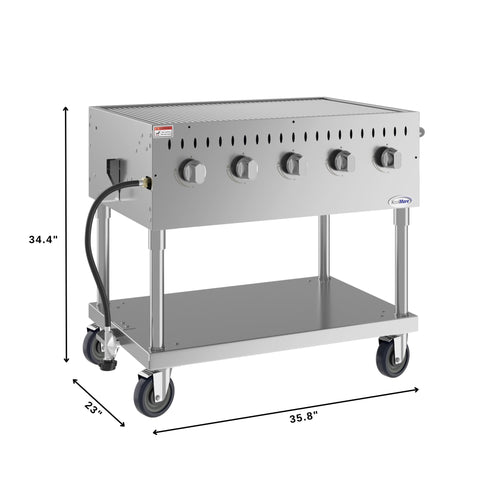 36 in. Commercial Mobile Outdoor Grill in Stainless Steel (KM-CGM-36)