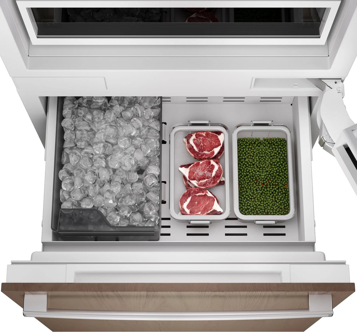 Bosch B30IB100SP freezer loaded with food