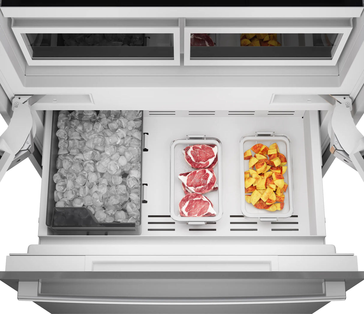 Bosch B36BT130NS freezer loaded with food