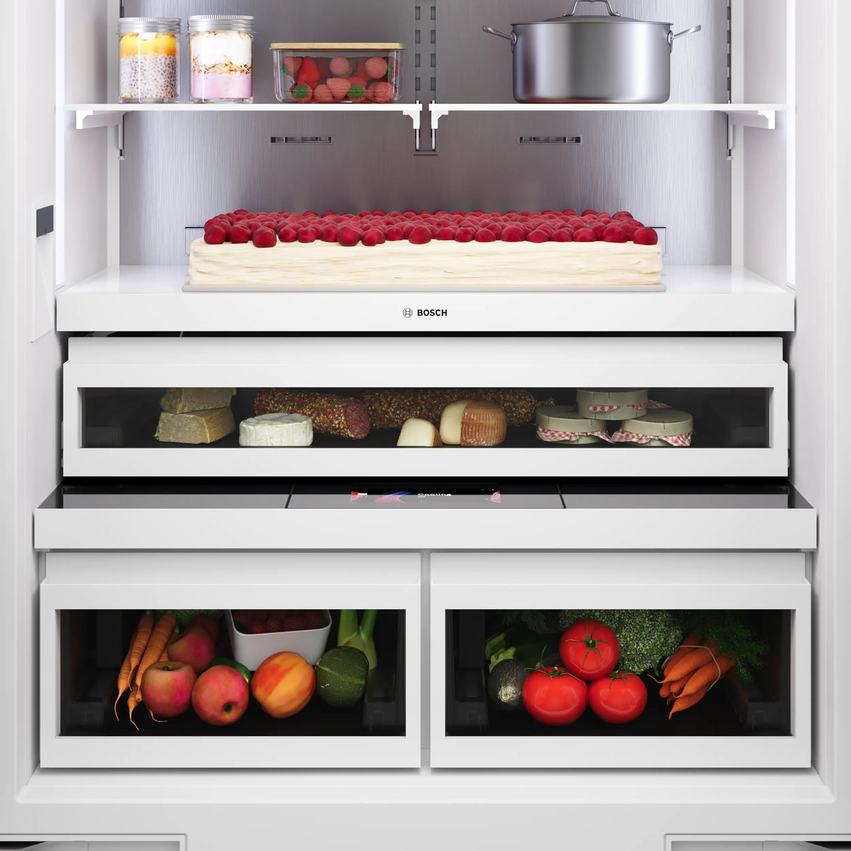 Bosch B36BT130NS glass front drawers, styled