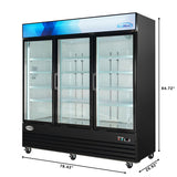 78 in. Three-Door Merchandiser Refrigerator - 53 Cu Ft. MDR-3GD.