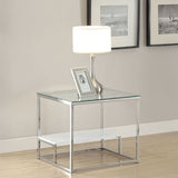 Ruben - End Table - Clear Glass & Chrome