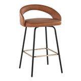 Grotto - Upholstered Fixed-Height Counter Stool - Black Metal