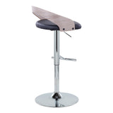Grotto - Adjustable Barstool (Set of 2) - Black Faux Leather And Light Gray Wood