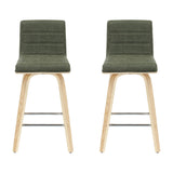 Vienna - 35.5" Swivel Counter Height Square Back Wood Bar Stool With Faux Leather Seat