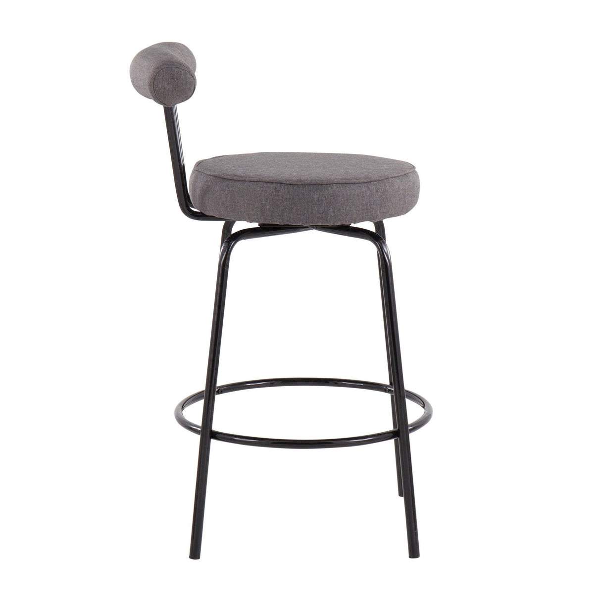 Rhonda - Contemporary Counter Stool (Set of 2) - Black Steel And Charcoal Fabric
