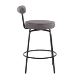 Rhonda - Contemporary Counter Stool (Set of 2) - Black Steel And Charcoal Fabric