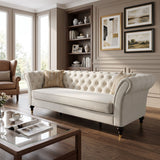 Chesterfield Sofa, 3 Seat Couch With Deep Button Tufted Back, Rolled Arms