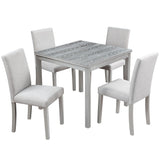 Dining Table Set With Crystal Decoration And Upholstered Chairs