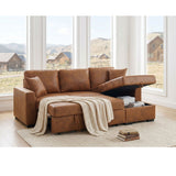 Upholstered Sectional With Pull-Out Bed And Chaise Storage