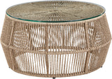 Coastline - Tempered Glass Top And Wicker Outdoor Patio Coffee Table - Natural | Natural