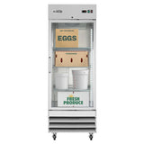 29 in. One Glass Door Reach-In Refrigerator, 21 Cu. Ft. in Stainless-Steel (RIR-1D-GD)