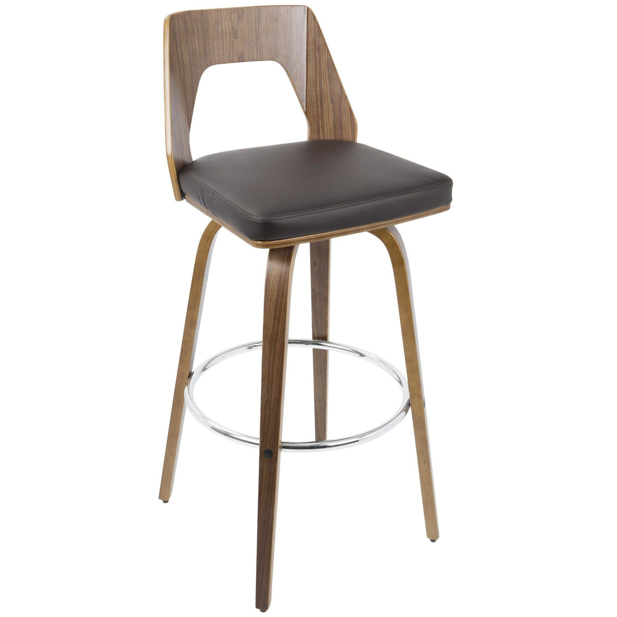 Trilogy - Barstool (Set of 2) - Walnut And Brown Faux Leather