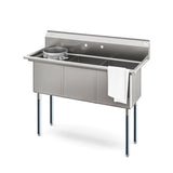 51 in. Three Compartment Commercial Sink, Bowl Size 15x15x14, 16 Gauge Stainless-Steel (KM-SC151514-N316)
