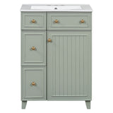 Transitional Style Bathroom Vanity Cabinet With Ceramic Sink