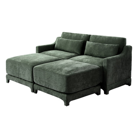 Stylish Sofa With Ottoman And Lumbar Pillows, Ergonomic Design