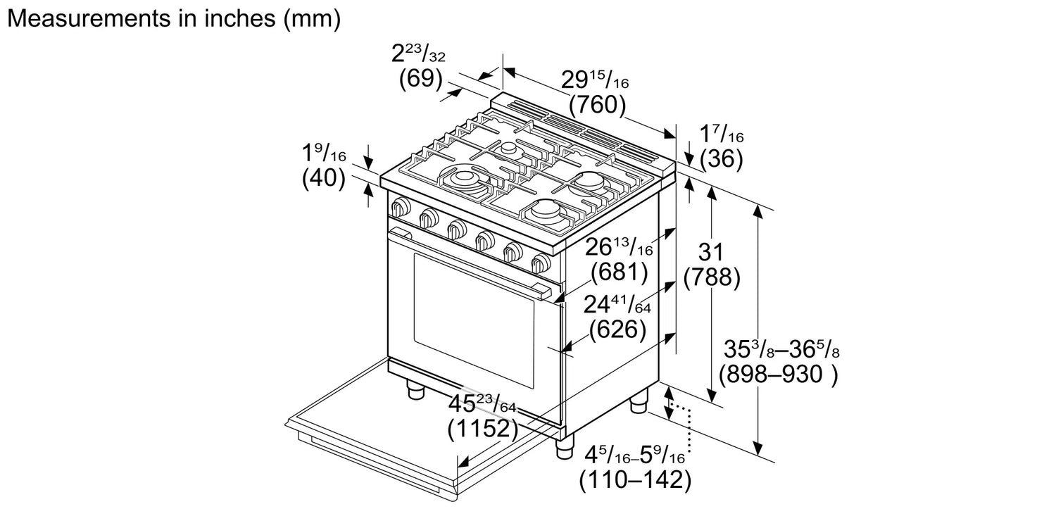 Bosch HGS8057UC line drawing isometric view