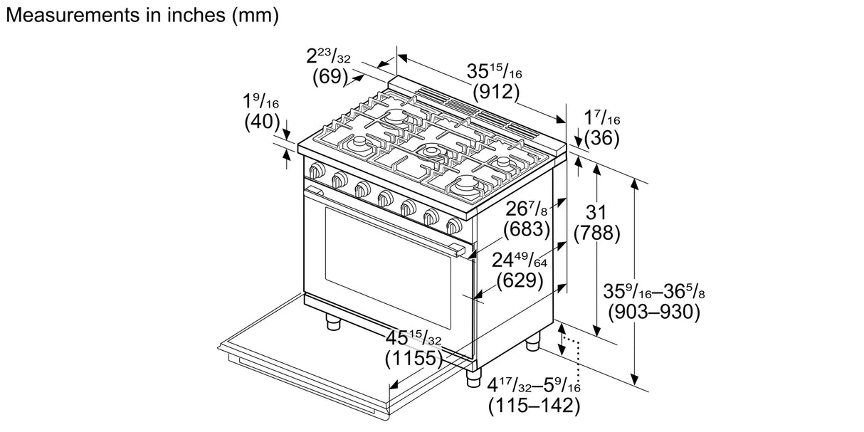 Bosch HDS8657U line drawing isometric view