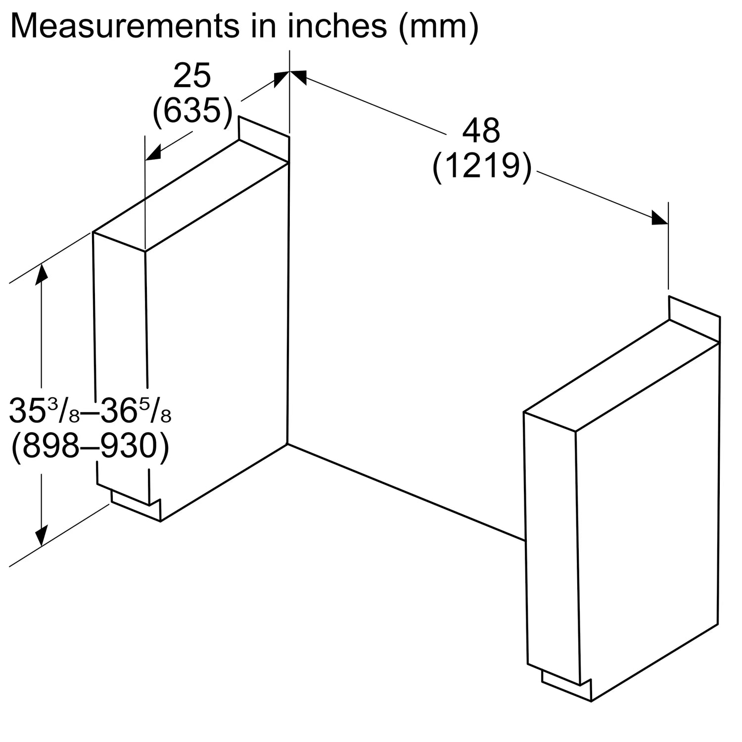 Bosch HDS8857UC niche dimensions line drawing