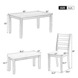 6 Piece Dining Set With 4 Upholstered Chairs & Bench - Brown / Whitewash