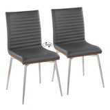 Mason - Contemporary Swivel Dining / Accent Chair (Set of 2) - Stainless Steel, Walnut Wood