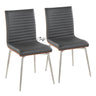 Mason - Contemporary Swivel Dining / Accent Chair (Set of 2) - Stainless Steel, Walnut Wood