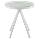 Briggs - Round Marble Printed Glass Top End Side Table