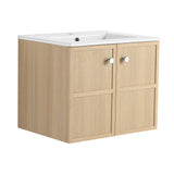 Wall Mounted Bathroom Vanity With Ceramic Sink And 2 Soft Closing Doors