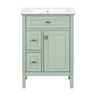 Bathroom Vanity With Sink, Flip Drawer, 2 Drawers, Adjustable Shelf