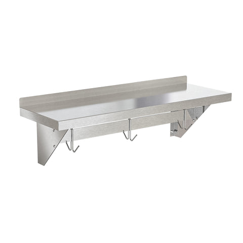 12" x 36" 18-Gauge Stainless-Steel Heavy Duty Wall Shelf with Pot Rack, WMPS-1236.