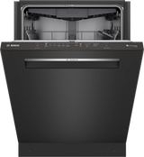 Bosch SHP53EM6N black dishwasher door slightly open