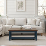 Nantucket - Chairside Table Wooden - Blue Denim, Whiskey