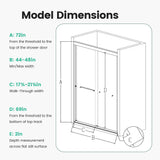 Semi Frameless Double Sliding Shower Door With Tempered Glass
