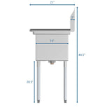 36 in. Two Compartment Stainless Steel Commercial Sink, Bowl Size 15"x 15"x 12" SB151512-N3.