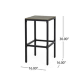 Outdoor Bar Stool With Slat Design And Metal Frame (Set of 2)
